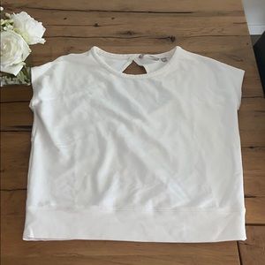Athleta thick white tee with cut out back